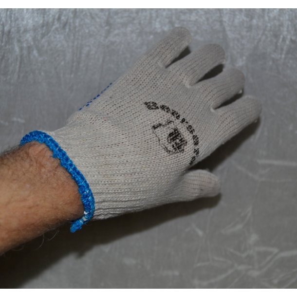 Handske i bomuld med gummiknupper p indersiden - onesize