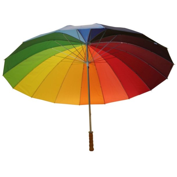 Paraply - regnbuefarvet - 130 cm