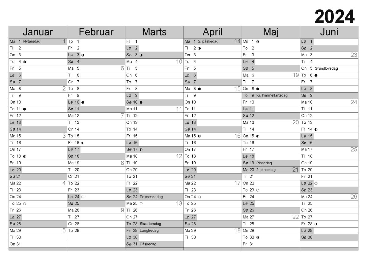 Kalender 2025 karton A3 standard 2025 Kalender Bundtrade ApS