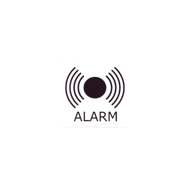 Alarm . Skilt 57x57 mm selvklæbende