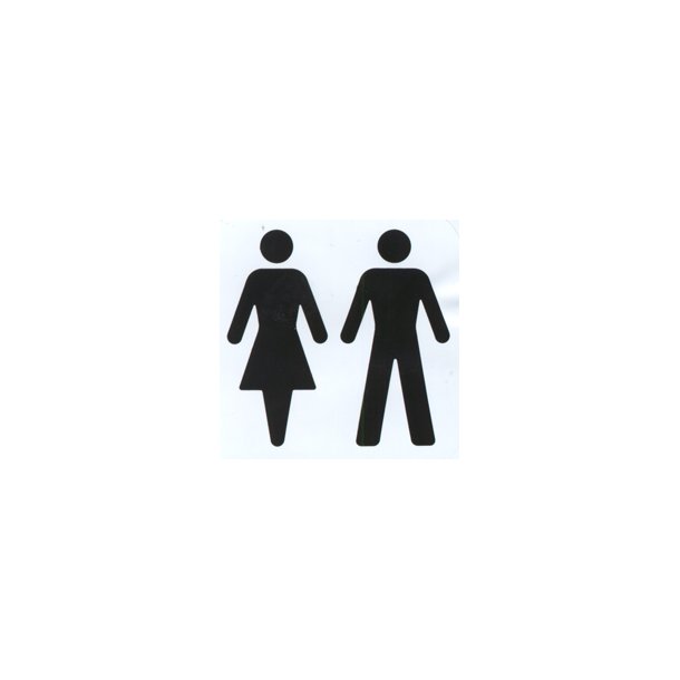 Herre/dame toilet symbol . Skilt 57x57 mm selvklbende