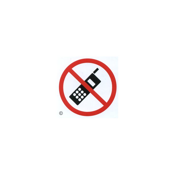 Mobiltelefon forbudt . Skilt 57x57 mm selvklæbende