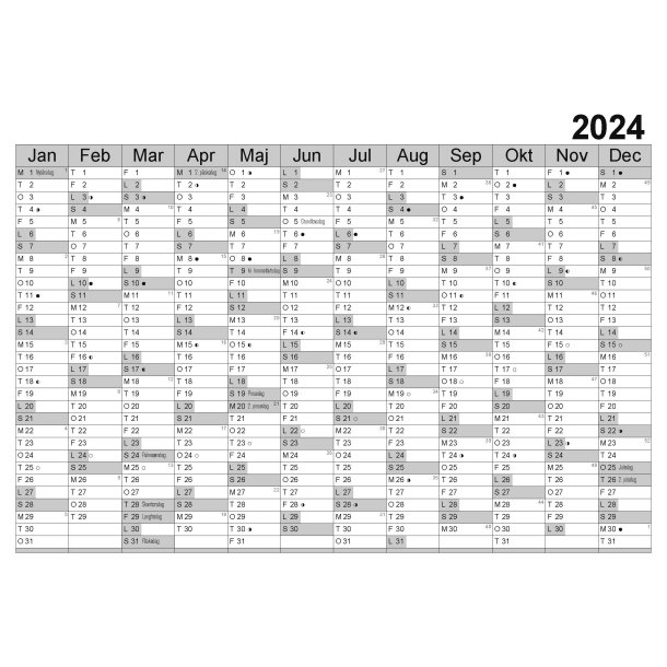 Kalender 2024  - A1 (60x80 cm)  opklbet p pap