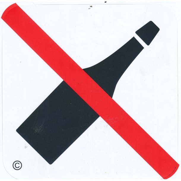 Flasker forbudt -120x120 mm - selvklæbende