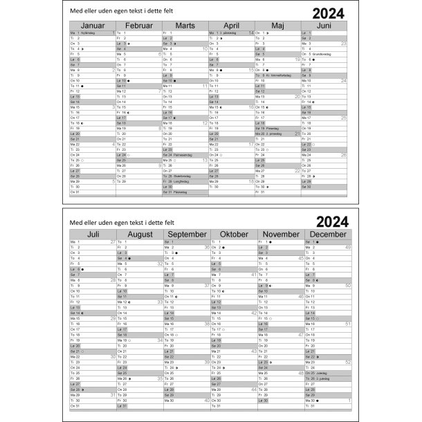Kalender 2025 - A2 med helt r p en side - plakat