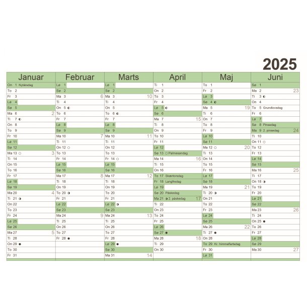 Kalender 2025 - karton A4 standard