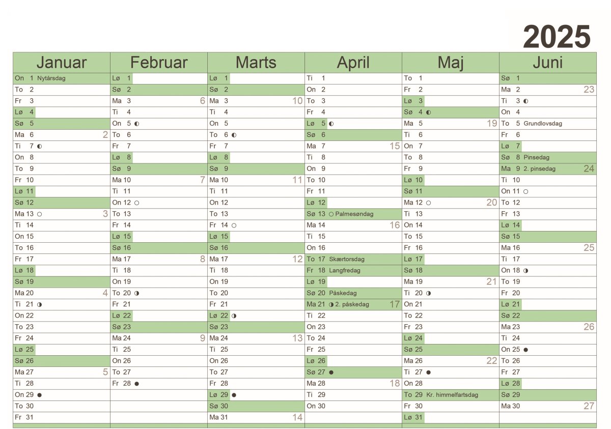  Kalender 2025 - karton A3 standard 2025 - Kalender - Bundtrade ApS Motiv 